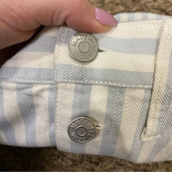 Madewell Stretch A-Line Mini Skirt in Pompano Stripe: Button-Front size 28 - Picture 9 of 14